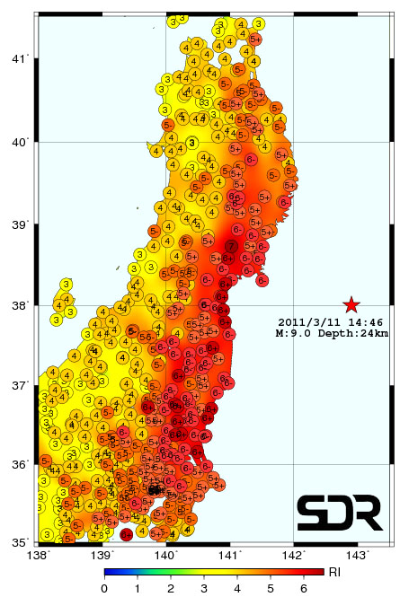 震度 3.11 地震情報 （2022年3月11日